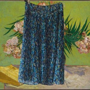 mes Wear, A Line, Maxi Skirt, Midi, Blue leopard print, Fully Lined.